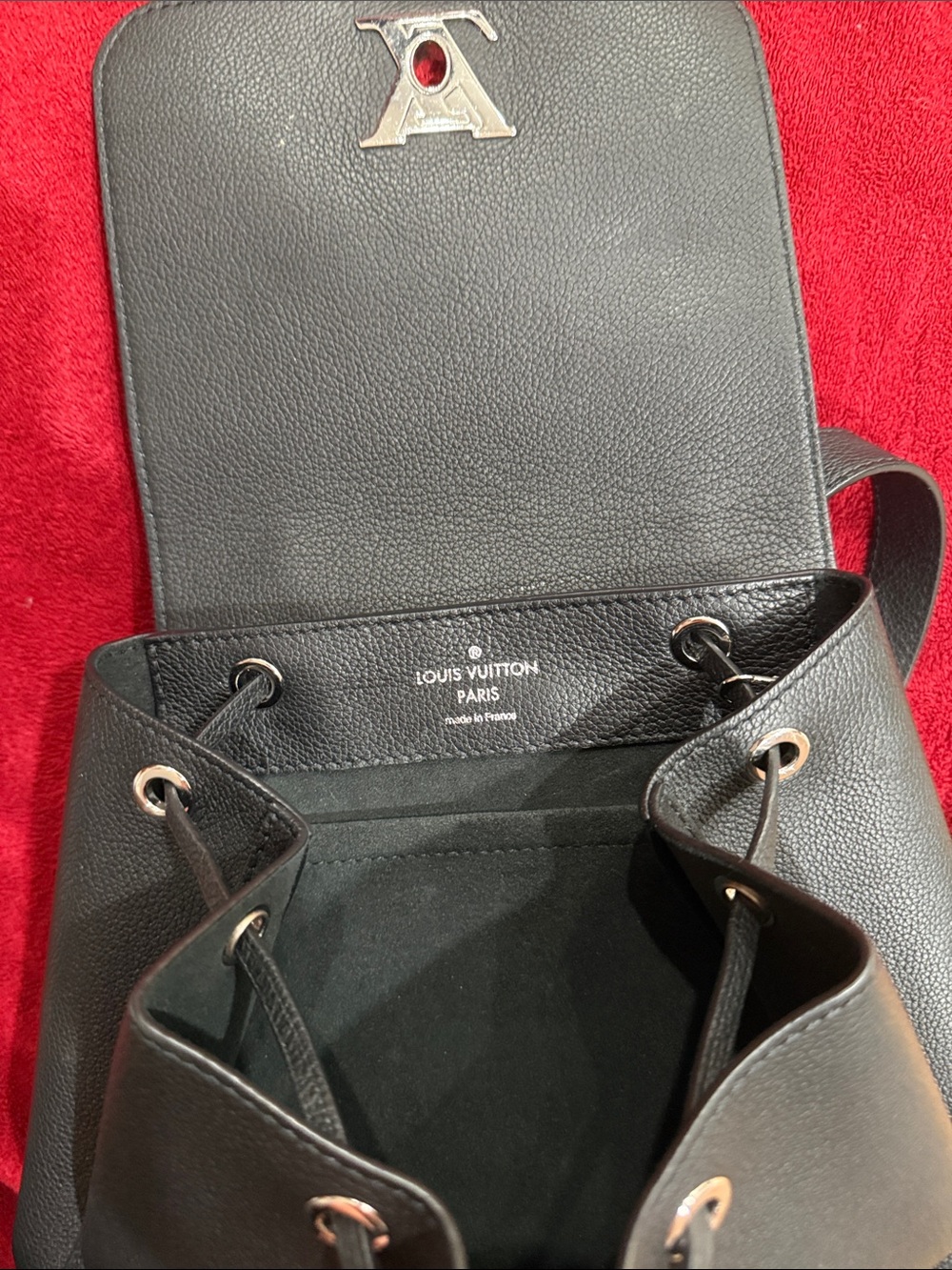 Louis Vuitton Black Pebbled Leather Backpack with Gold LV Hardware - Picture 2 of 4